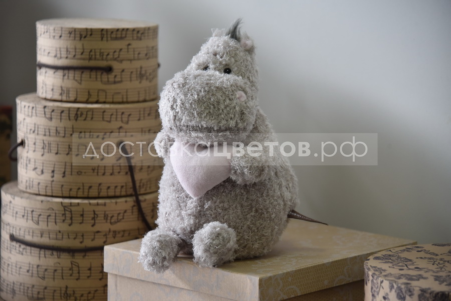 Мягкая игрушка Бегемот с Розовым Сердцем