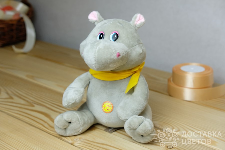 Мягкая игрушка Бегемотик с платочком