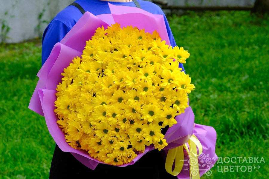 Букет Желтые кустовые хризантемы