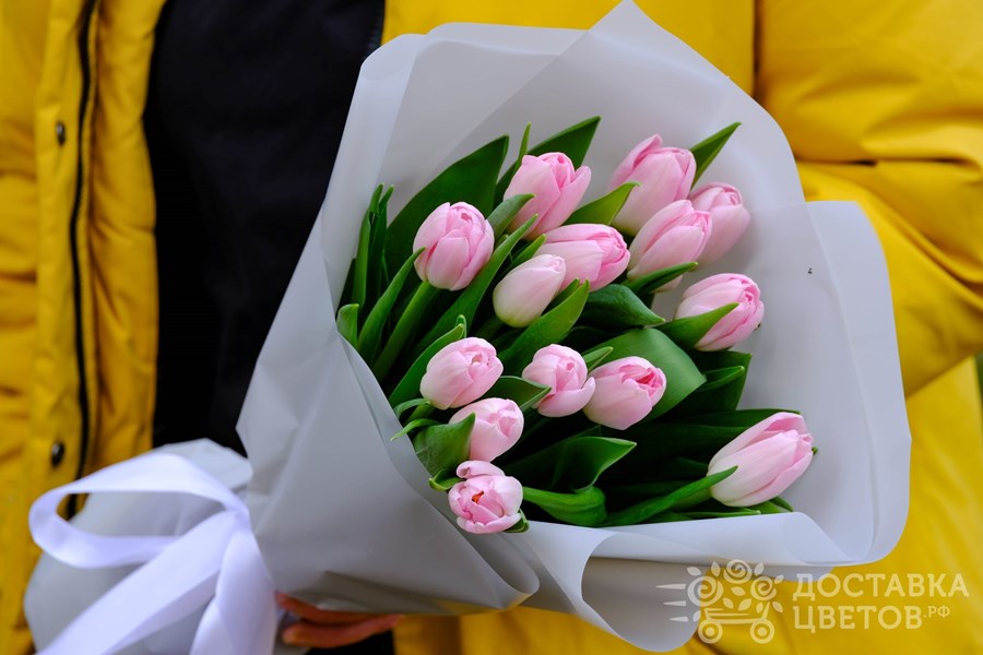 Букет Розовые тюльпаны в пленке
