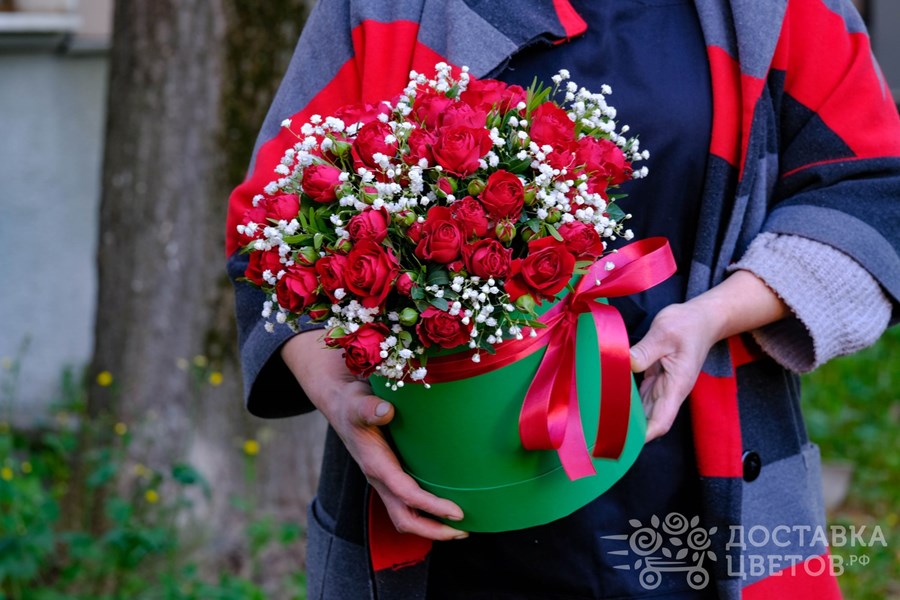 Цветы в коробке Колесо фортуны