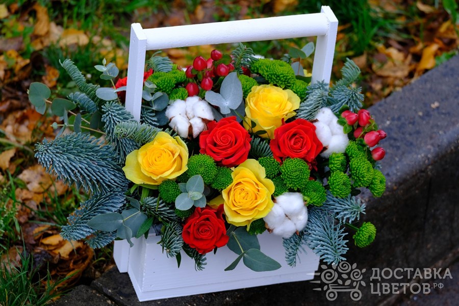 Цветы в ящике Яркая гирлянда