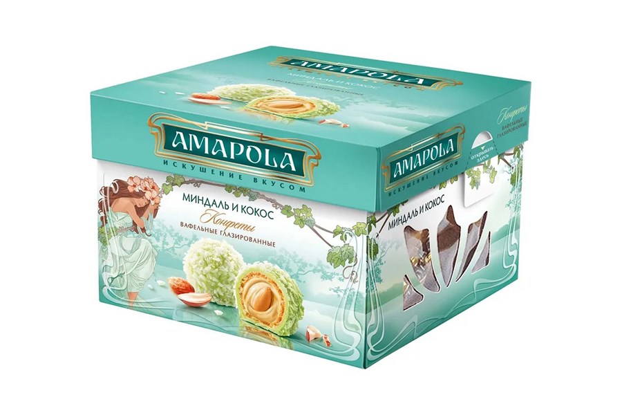 Конфеты "AMAPOLA" Миндаль и Кокос вафельные, 100 г