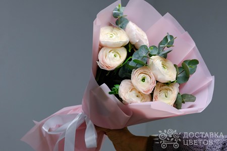 Букет из 7 ранункулюсов "Розовые ранункулюсы"