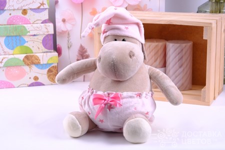 Мягкая игрушка "Бегемот Розовые сны" 20см