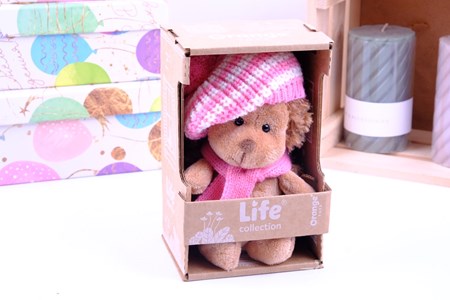 Мягкая Игрушка "Ежинка Колючка в розовом берете в полоску" 15см